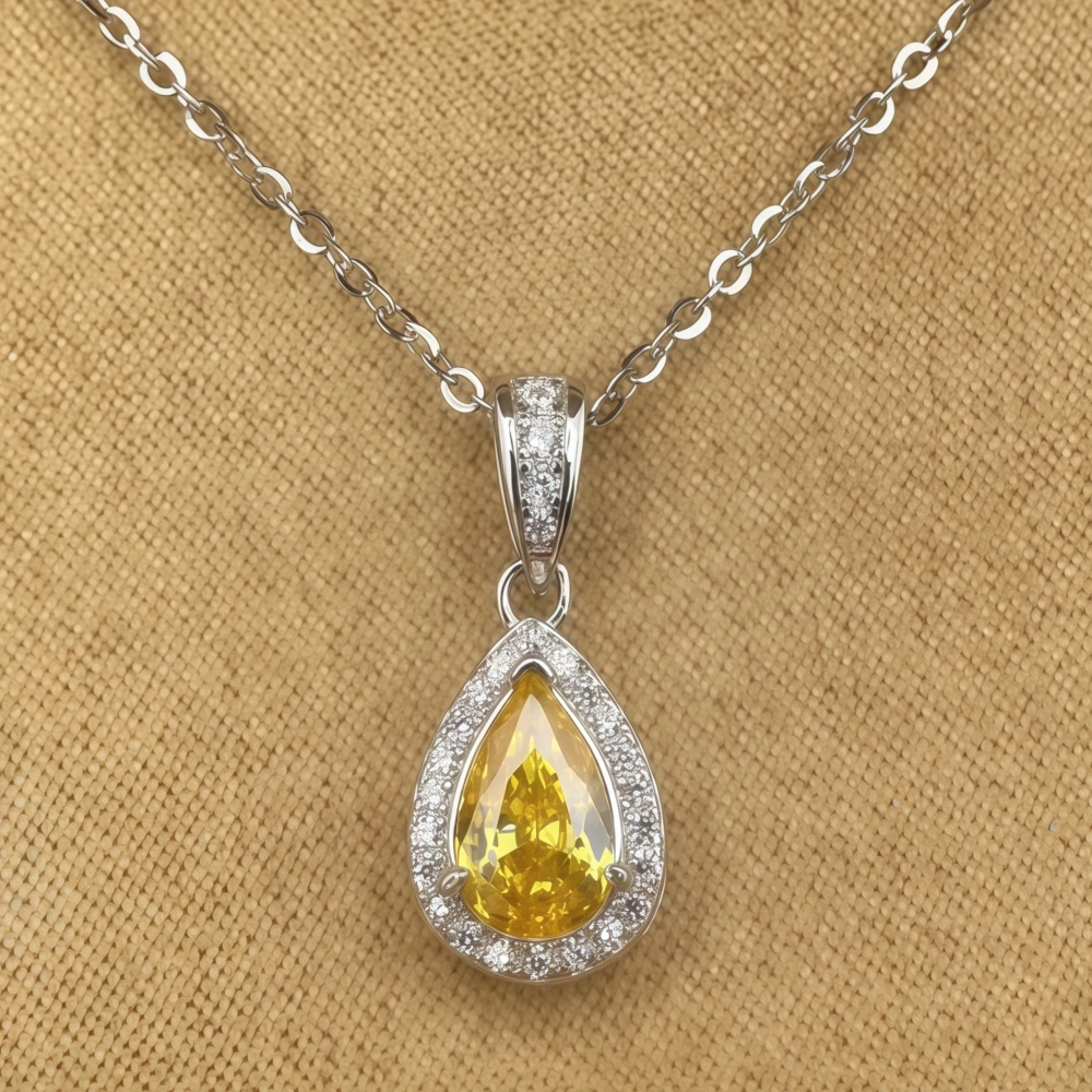 WINKIN WINSIN Brand MST 1ct Artificial Sapphire Lab Grown High Carbon Diamond Water Droplet Pendants Necklaces Jewelry