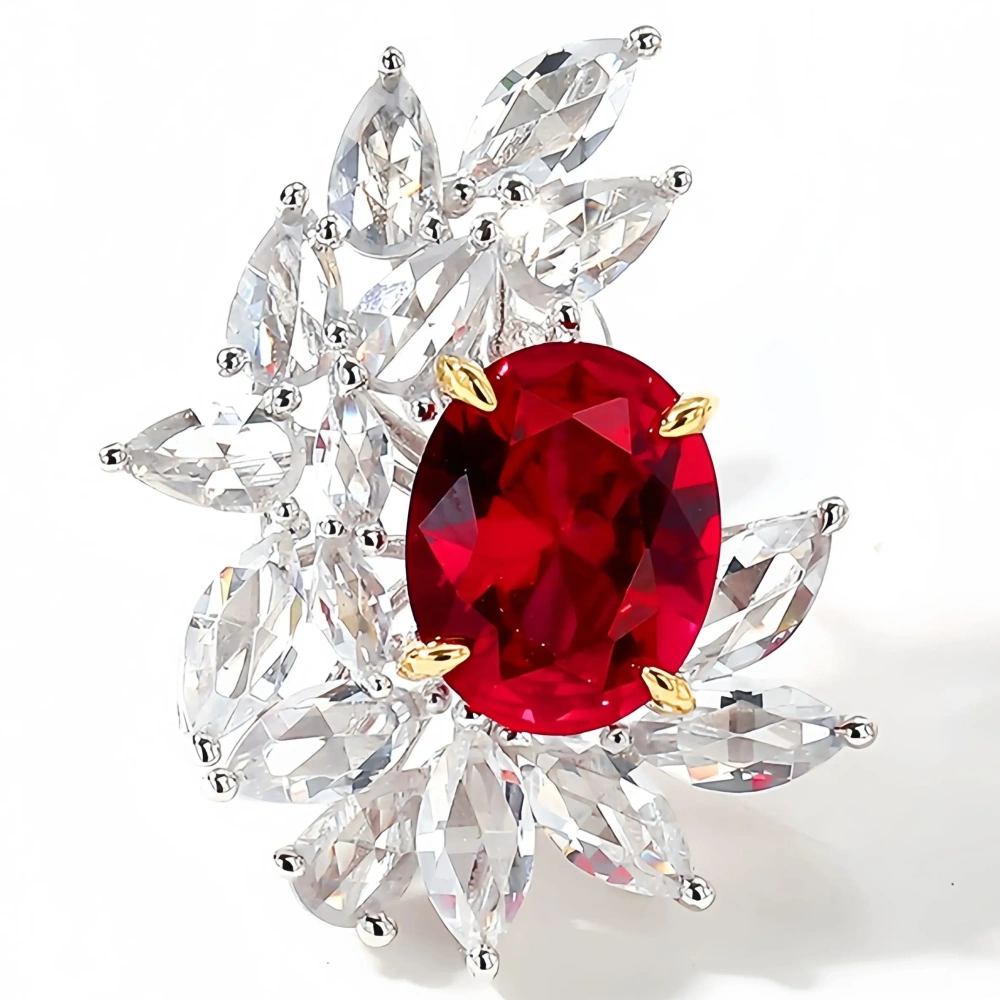 WINKIN WINSIN Brand MST 925 Sterling Silver Flower Earrings High Quality Lab Grown Gemstones Ruby Stud Earrings Jewelry