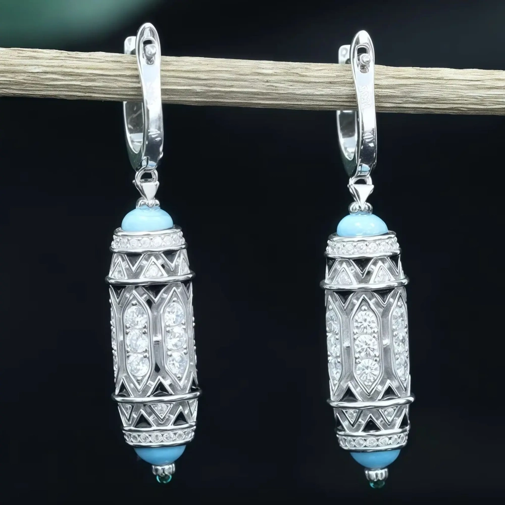 WINKIN WINSIN Brand MST 925 Sterling Silver Lab Grown Gemstones High Carbon Diamond Pink Blue Butterfly Drop Earrings Jewelry
