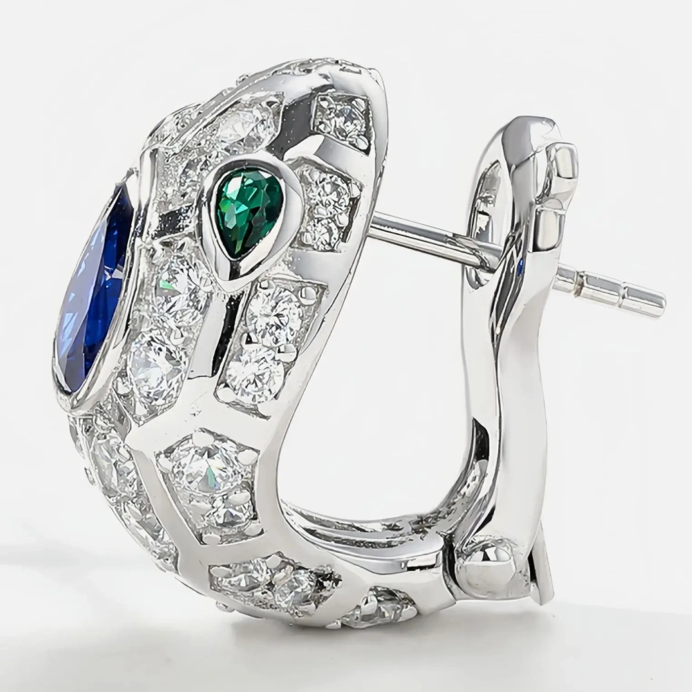 WINKIN WINSIN Brand MST Sapphire Snake Head Gemstones Stud Earrings 925 Sterling Silver Stud Earrings For Women Fine Jewelry