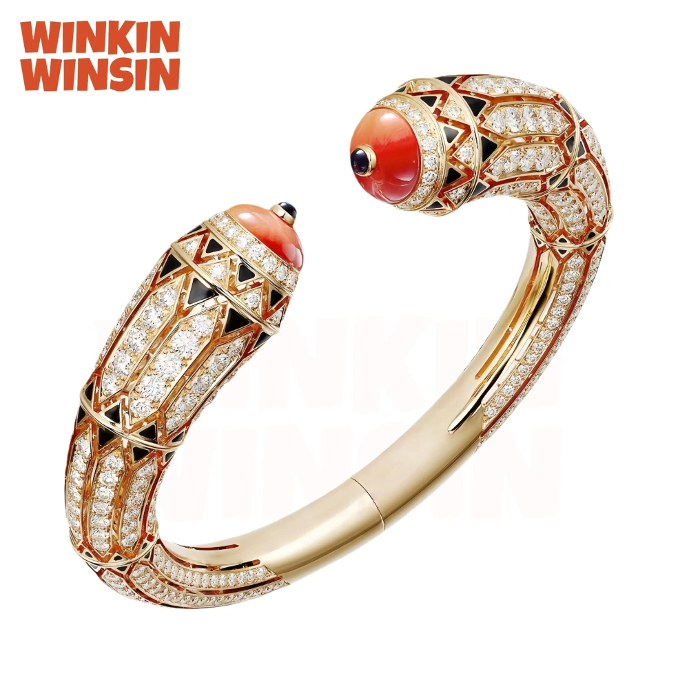 WINKIN WINSIN Brand MST 925 Sterling Silver Bracelet 18k Gold Plated Bangle High Carbon Diamond Blue Turquoise Bracelets Jewelry