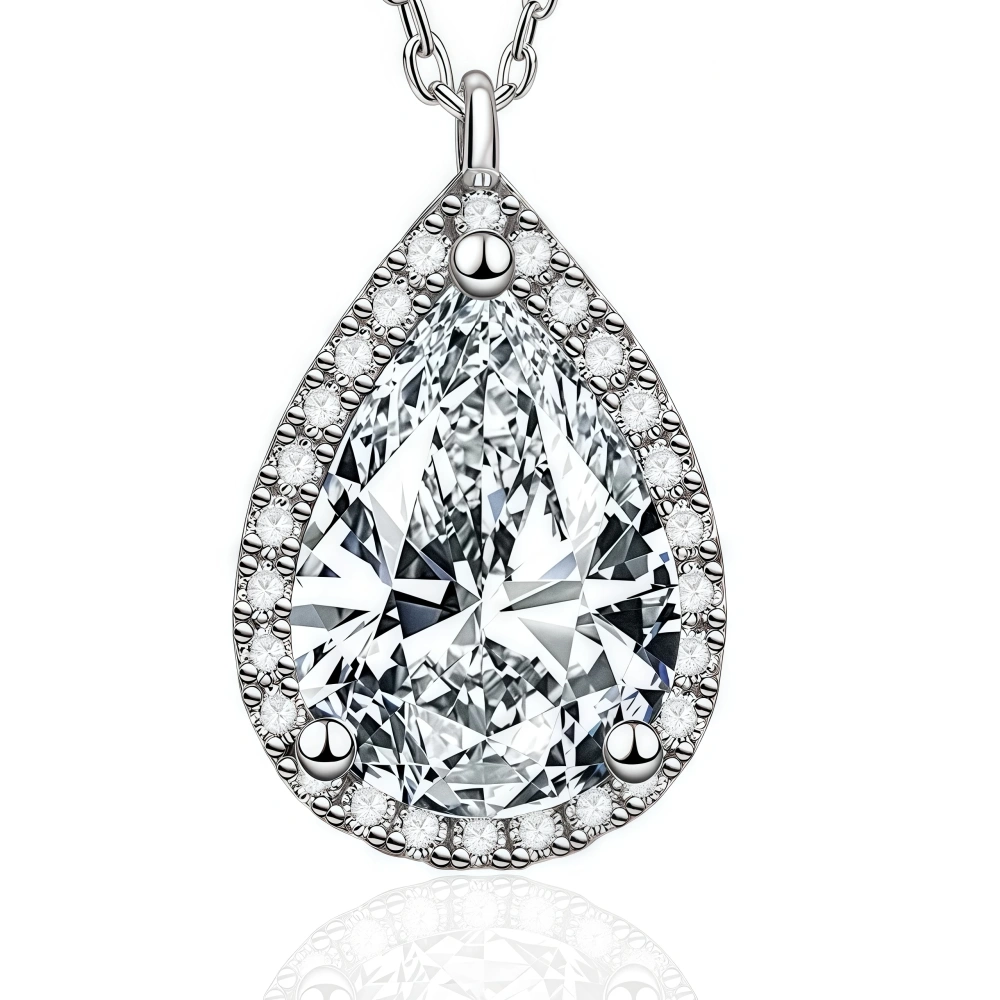 WINKIN WINSIN 925 Sterling Silver Chain Necklace For Women Moissanite Gemstones Diamond Water Droplet Pendants Necklaces Jewelry
