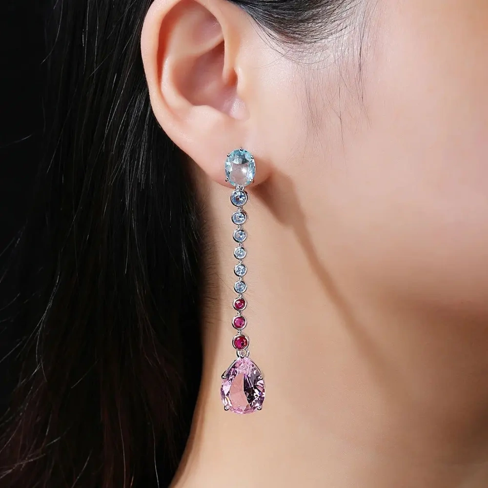 WINKIN WINSIN Brand MST 925 Sterling Silver Lab Grown Gemstone High Carbon Diamond GRC Tassel Earrings For Girl Jewelry