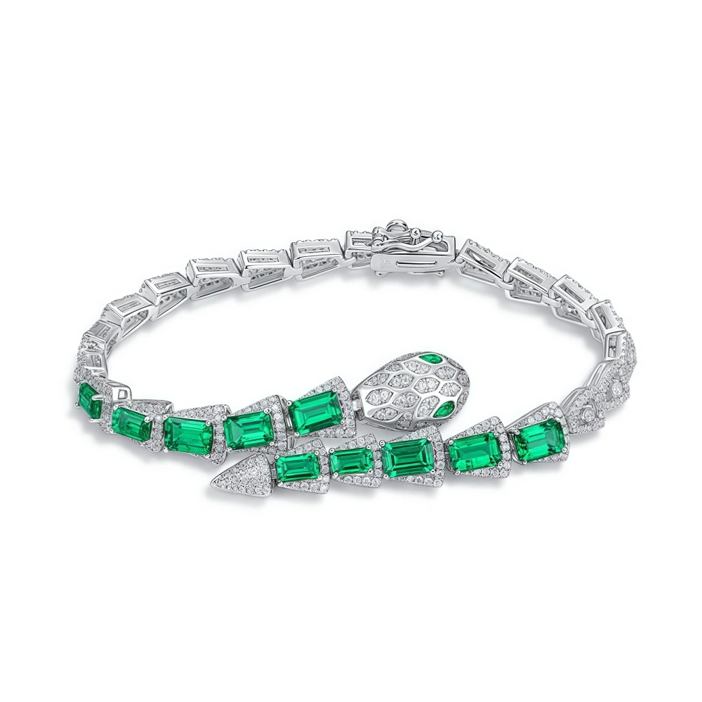 WINKIN WINSIN Brand MST 925 Sterling Silver Chain Bracelet Bangles Lab Grown Emerald Ruby Gemstones Bracelets For Women Jewelry