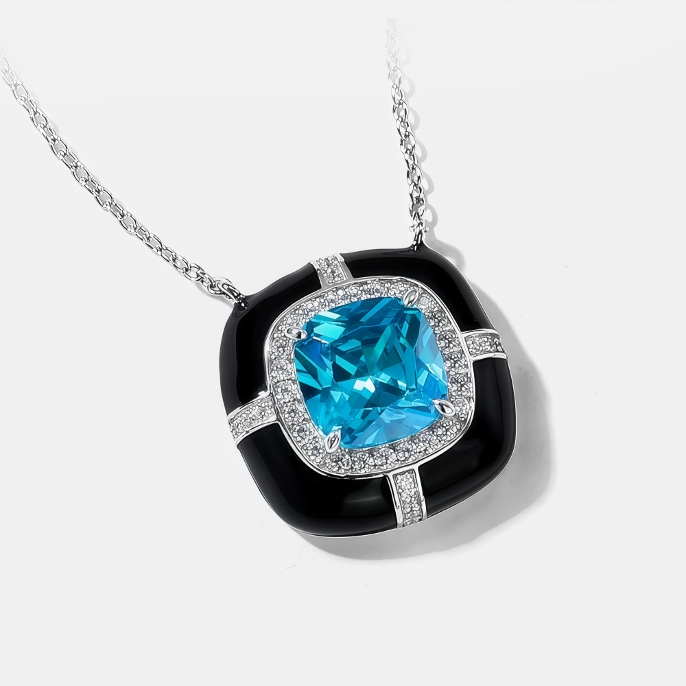 WINKINWINSIN Brand MST 925 Sterling Silver Sky Blue Women High Carbon Diamond Certificated Water Drop Pendants Necklaces