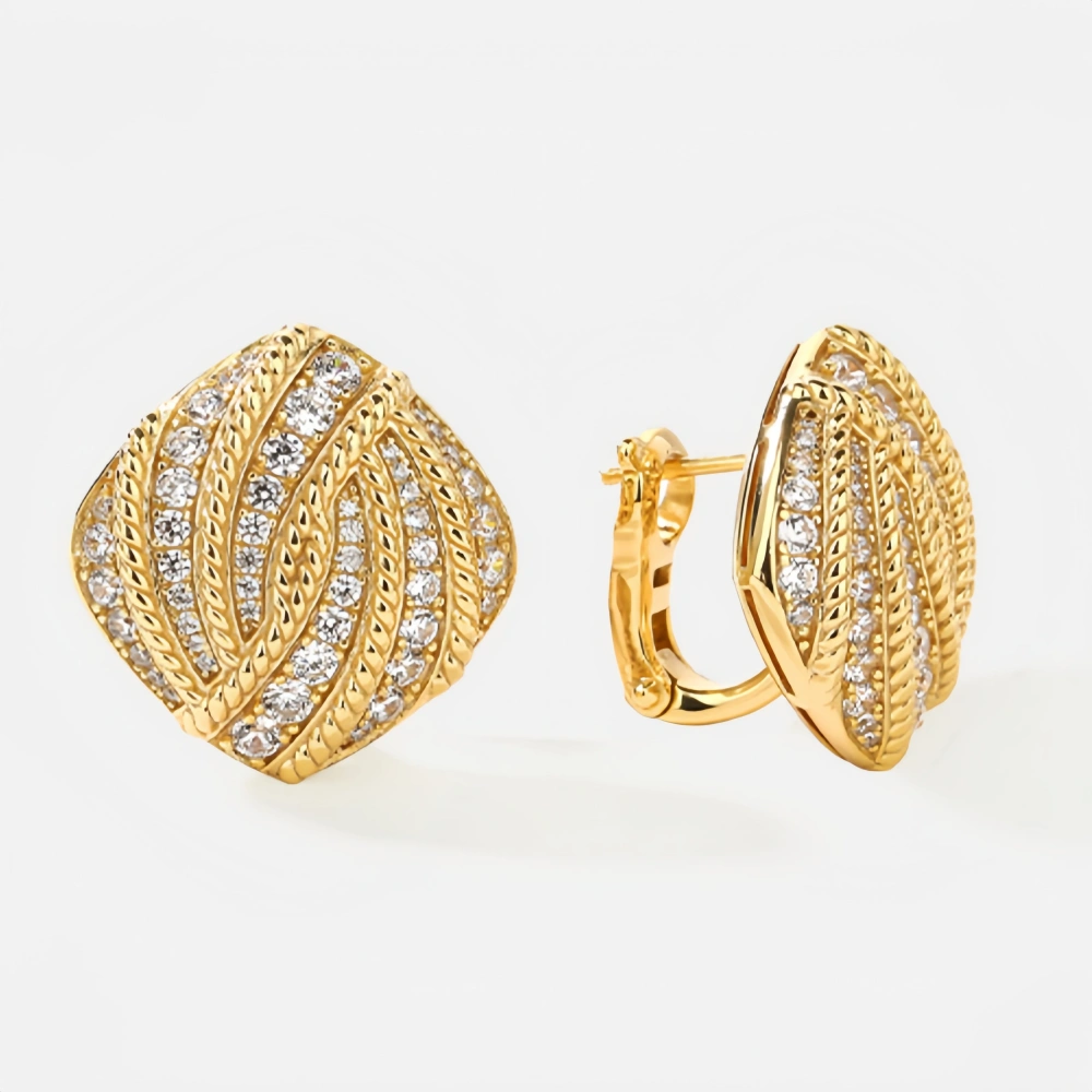 WINKIN WINSIN Brand MST 18k Gold Plated 925 Sterling Silver Square Earrings Lab Grown High Carbon Diamond Earrings Fine Jewelry