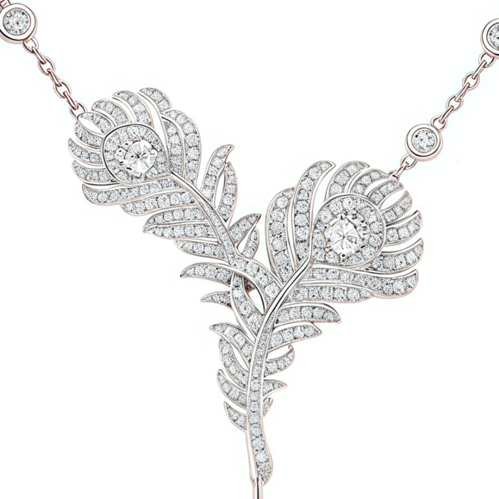 WINKIN WINSIN Brand Women 925 Sterling Silver Necklaces Pendants High Carbon Diamond Gemstones Feather Necklace Pendant Jewelry