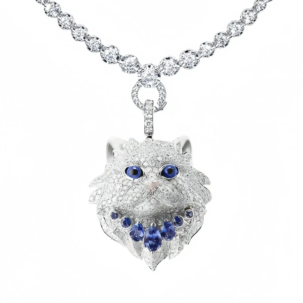 WinkinWinsin Brand Women 925 Sterling Silver Pendant Animal Cat Necklace Cute Cat High Carbon Diamond Pendants Necklaces Jewelry