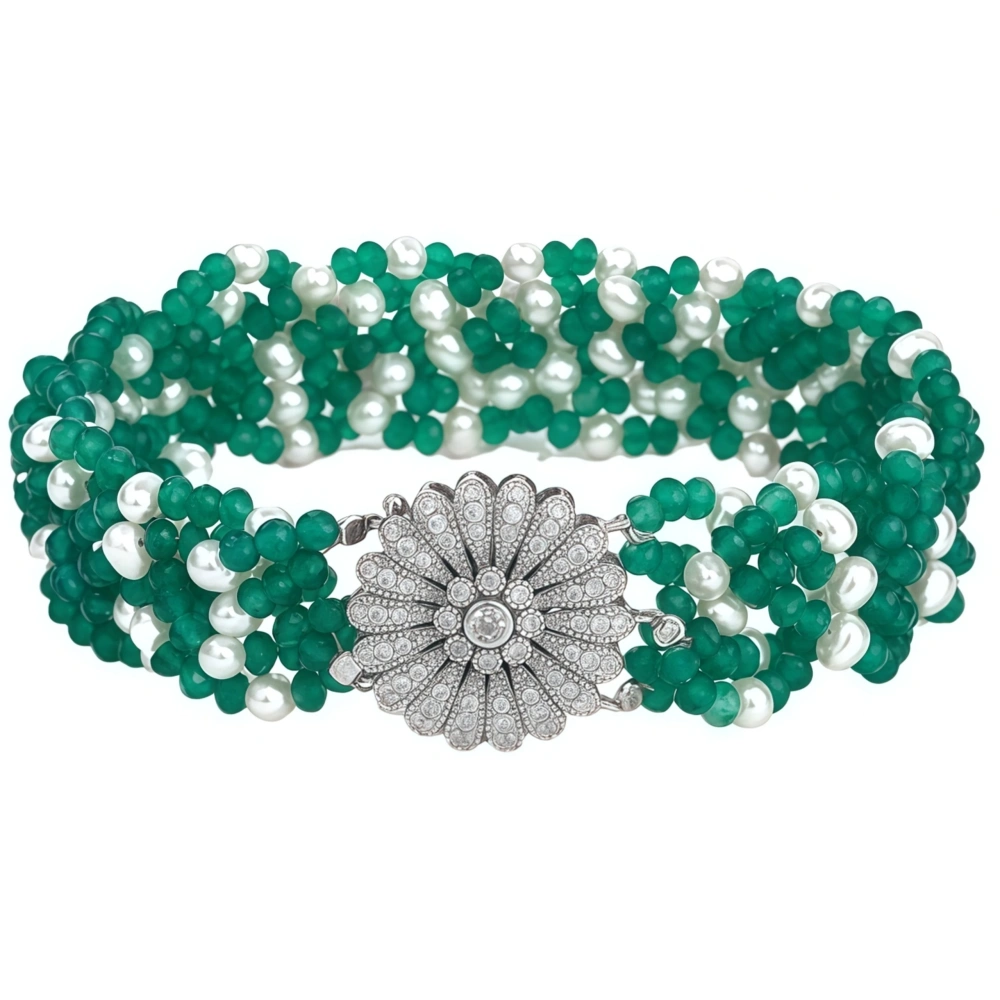 WINKIN WINSIN Brand Designer S925 Pure Silver Green Agate Bracelet 28.6g Certificate Natural Pearl Bracelet Jewellery
