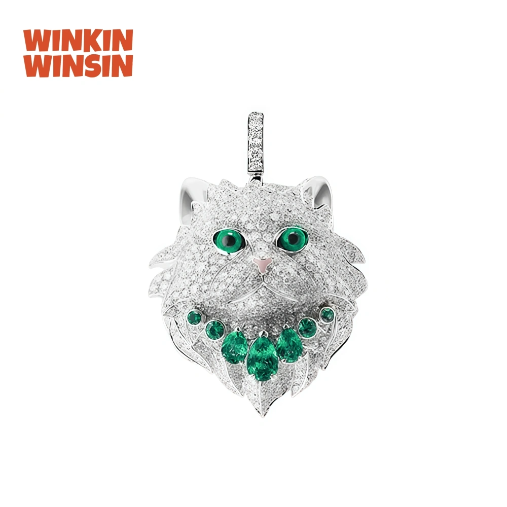 WinkinWinsin Brand Women 925 Sterling Silver Pendant Animal Cat Necklace Cute Cat High Carbon Diamond Pendants Necklaces Jewelry