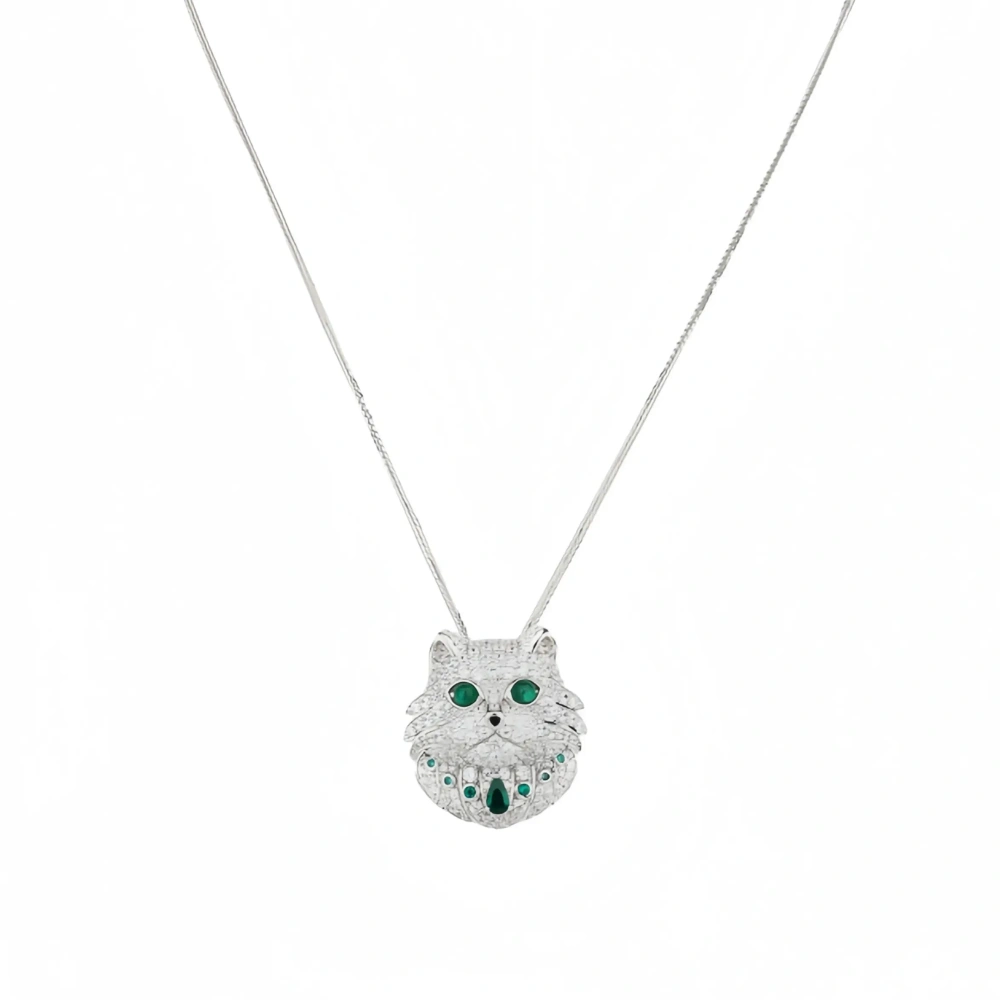 WINKIN WINSIN Brand MST Persian Cat Lab Grown Diamond Gemstones Pendant Chain 925 Sterling Silver Pendant Necklace Jewelry