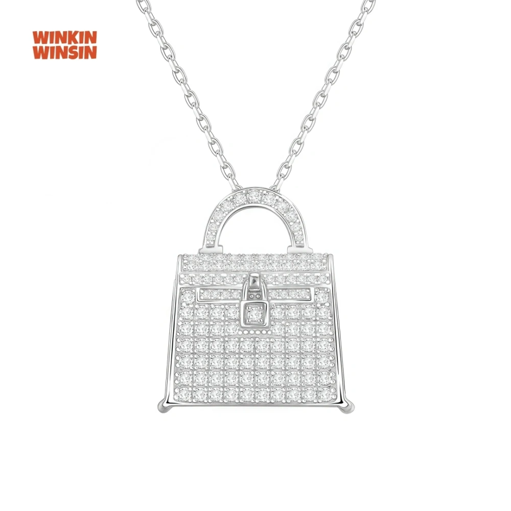 WINKIN WINSIN Brand MST Luxury 925 Sterling Silver Handbag Pendant Necklace Jewelry For Woman Ladies Green Gemstones Pendants