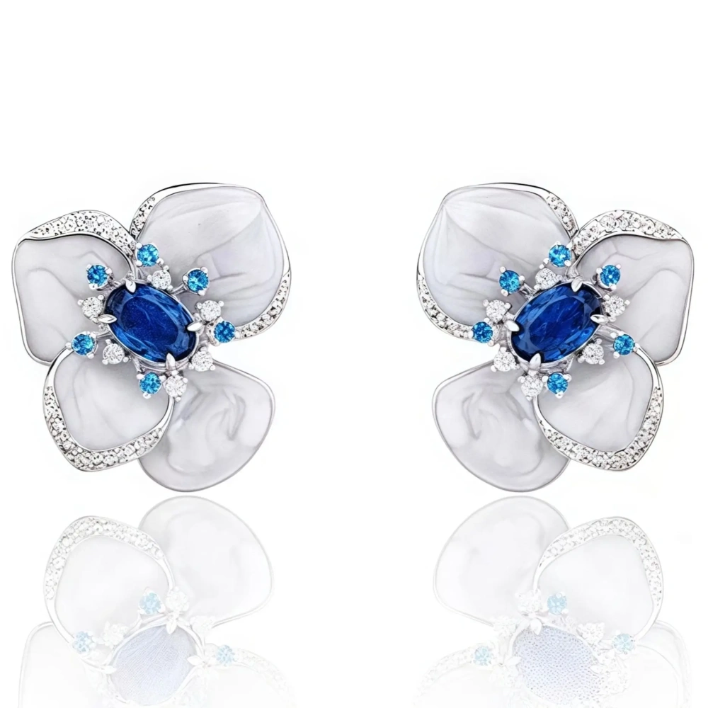 WINKIN WINSIN Brand MST 925 Sterling Silver Flower Earrings High Quality Lab Grown Gemstones Stud Earrings Jewelry