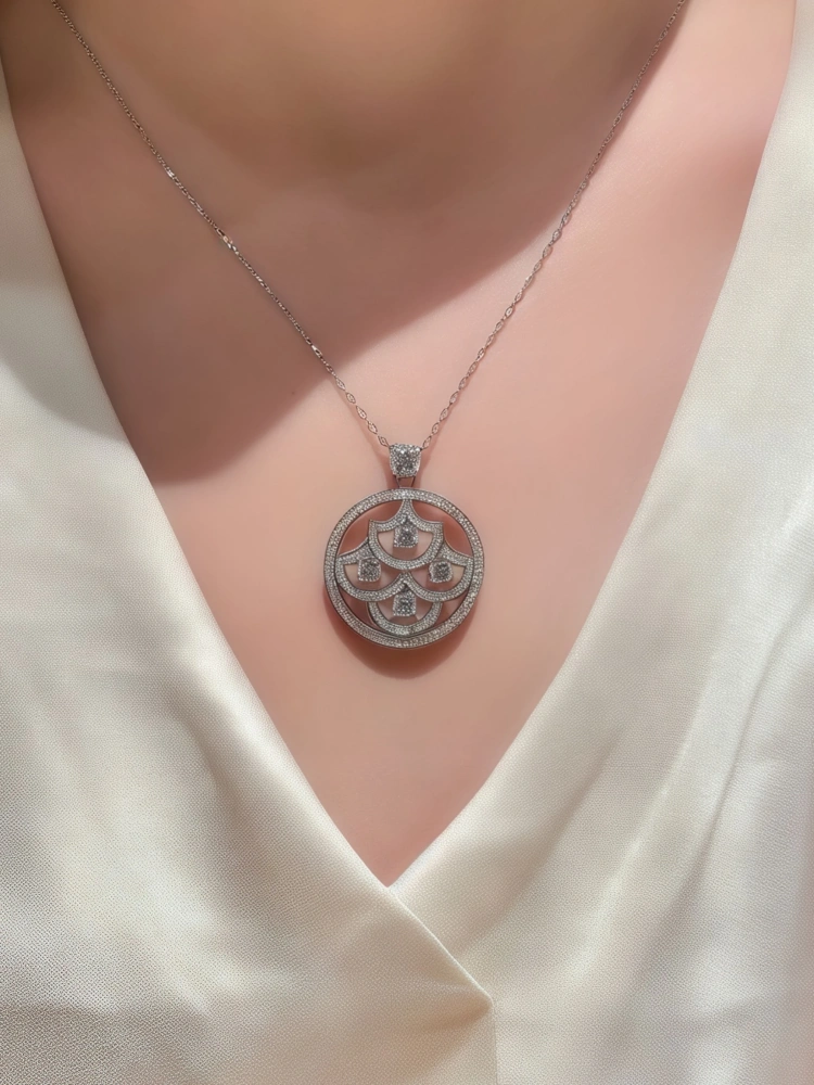 WINKIN WINSIN Brand MST 925 Sterling Silver Pendants Necklace For Woman Sweater Dress Necklaces High Carbon Diamond Jewelry