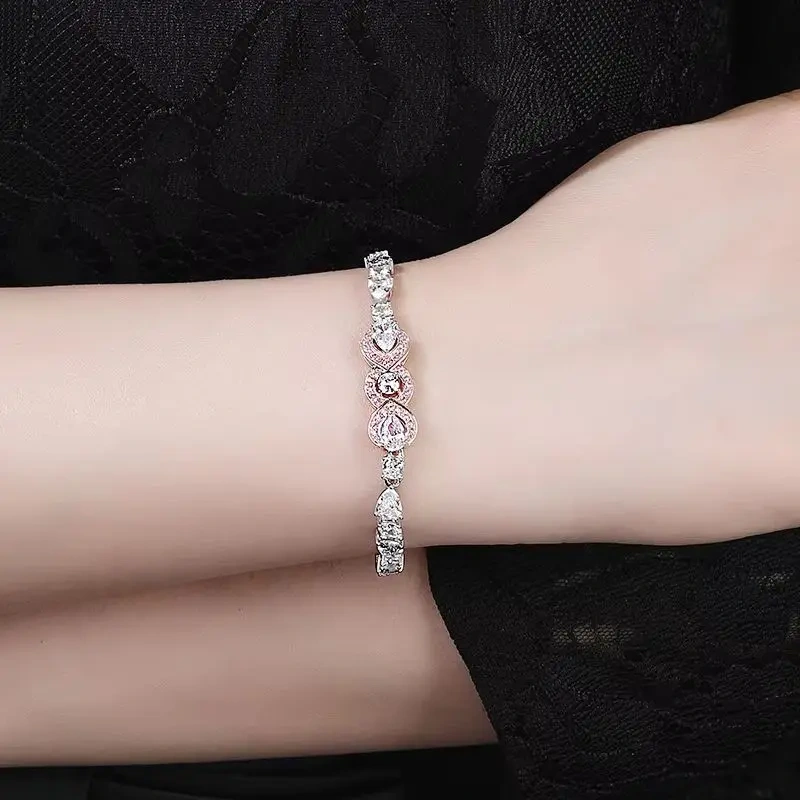 WINKIN WINSIN Brand MST High Quality 925 Sterling Silver Water Drop Lab Grown Gemstones High Carbon Diamond Bracelets Jewelry