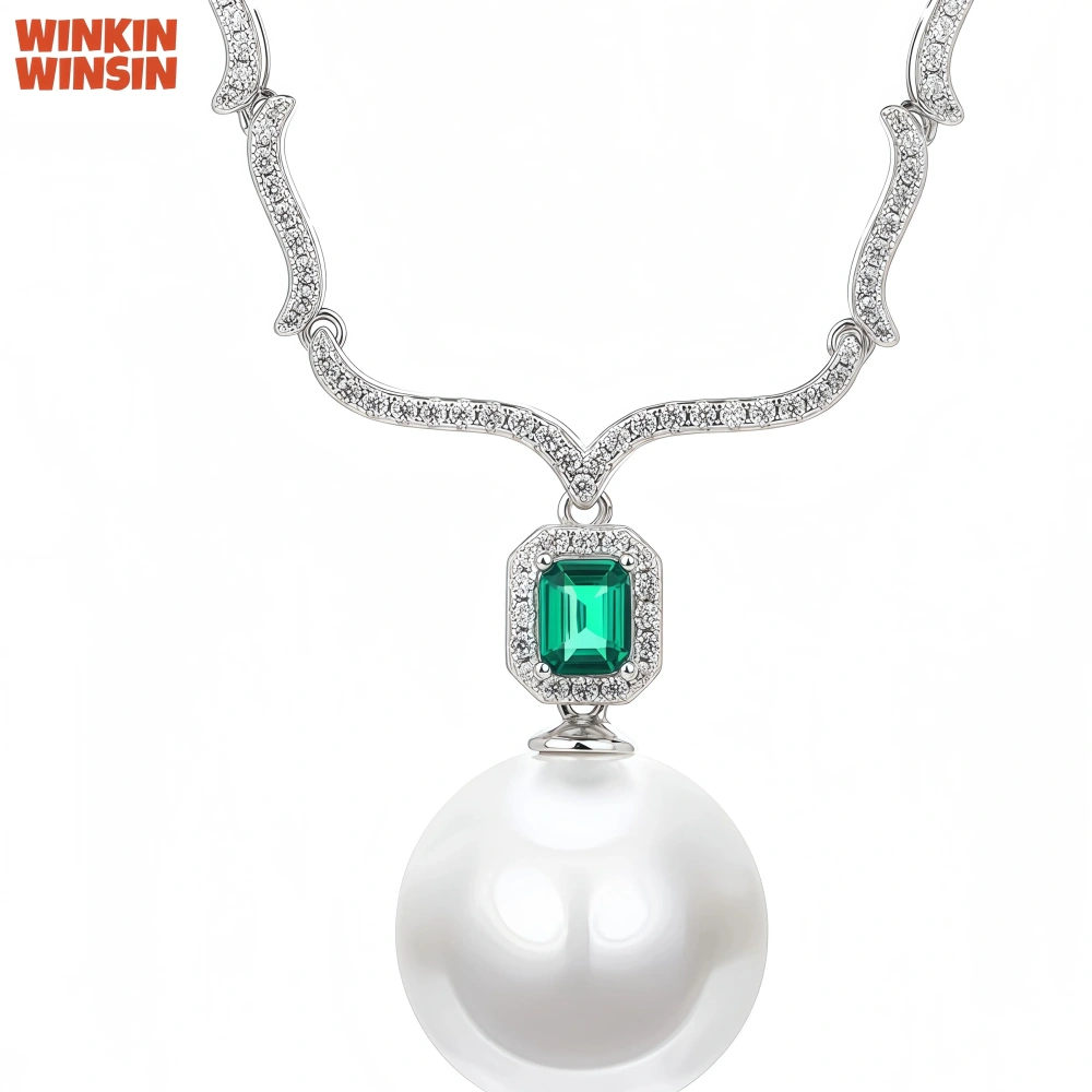 WINKIN WINSIN Brand MST High Quality Natural Pearl Necklace Pearl Necklace Emerald S925 Pure Silver Minimalist Necklace Jewelry