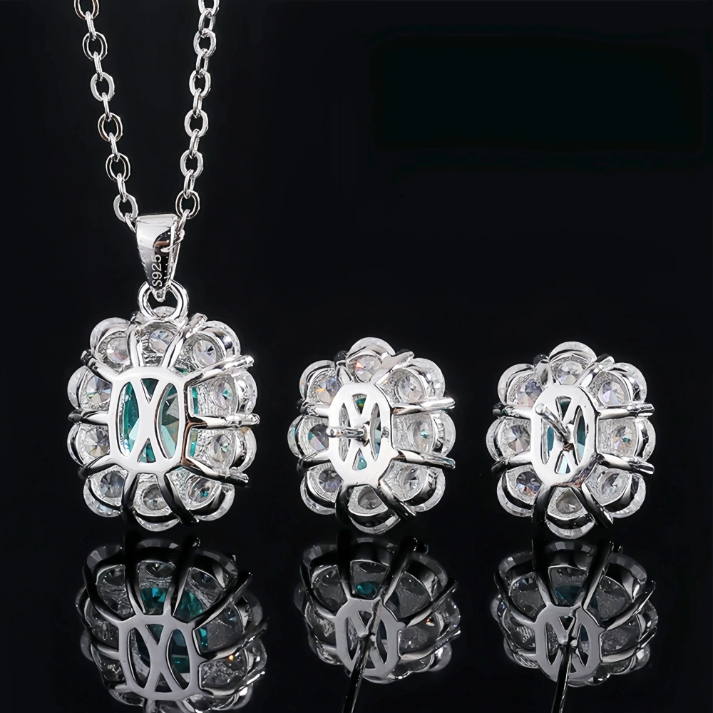 WINKIN WINSIN Brand Real 925 Sterling Silver Jewelry Set S925 Handmade Green Tourmaline Stud Earrings Pendant Necklace For Women