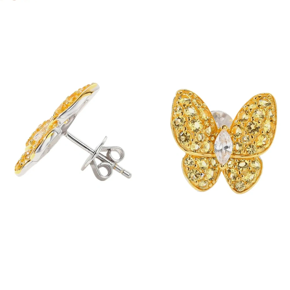 WINKIN WINSIN Brand MST 18k Gold Plated Jewelry Full Diamond Camellia Flower Earring For Woman 925 Sterling Silver Stud Earrings