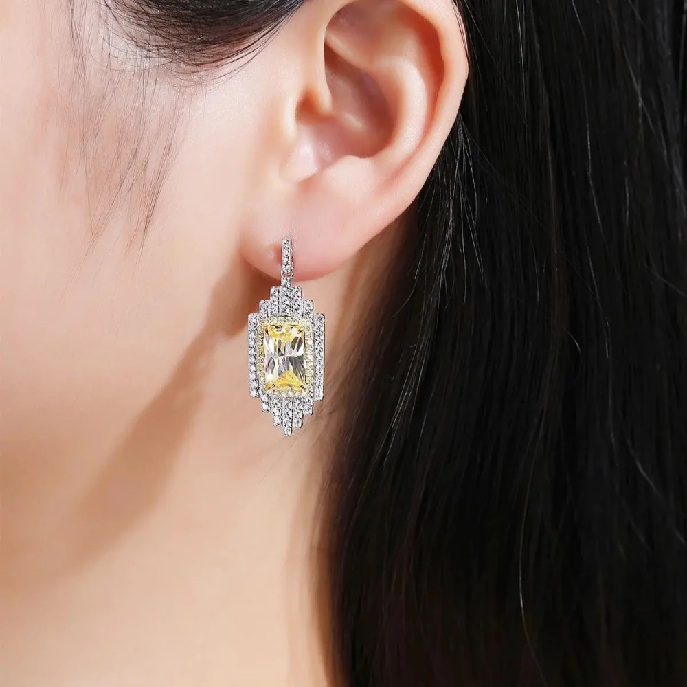 WINKIN WINSIN Brand MST 925 Sterling Silver Earrings Lab Grown Gemstones High Carbon Diamond Zircon Drop Earrings Jewelry