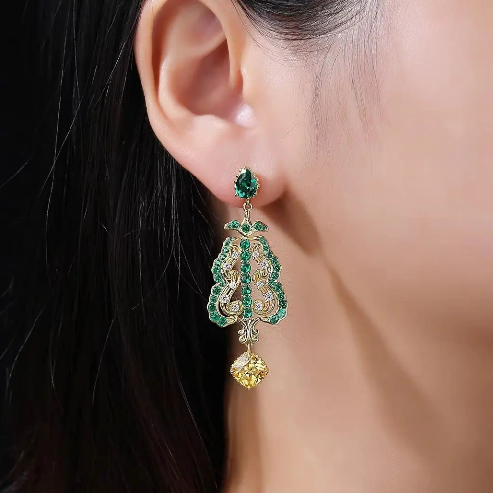 WINKINWINSIN 925 Sterling Silver Earring Lab Grown High Carbon Diamond Gemstone CMA Certificated Drop Earrings For Women Jewelry