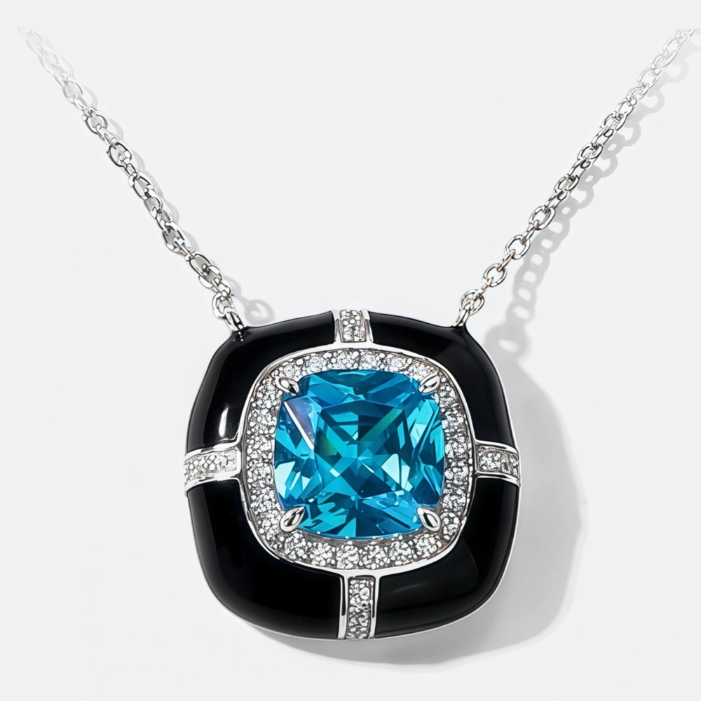 WINKINWINSIN Brand MST 925 Sterling Silver Sky Blue Women High Carbon Diamond Certificated Water Drop Pendants Necklaces