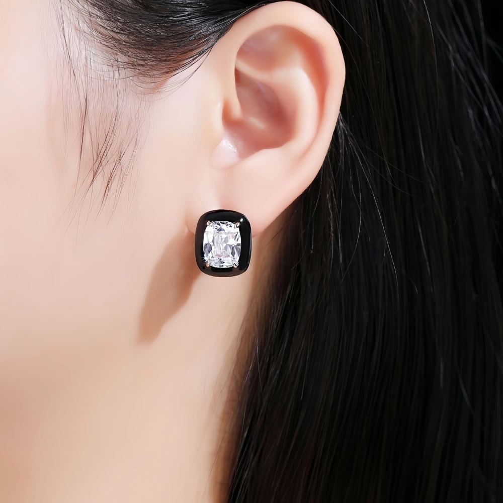 WINKIN WINSIN Brand MST Lab Grown High Carbon Diamond Enamel Square Stud Earrings 925 Sterling Silver Earrings Fine Jewelry