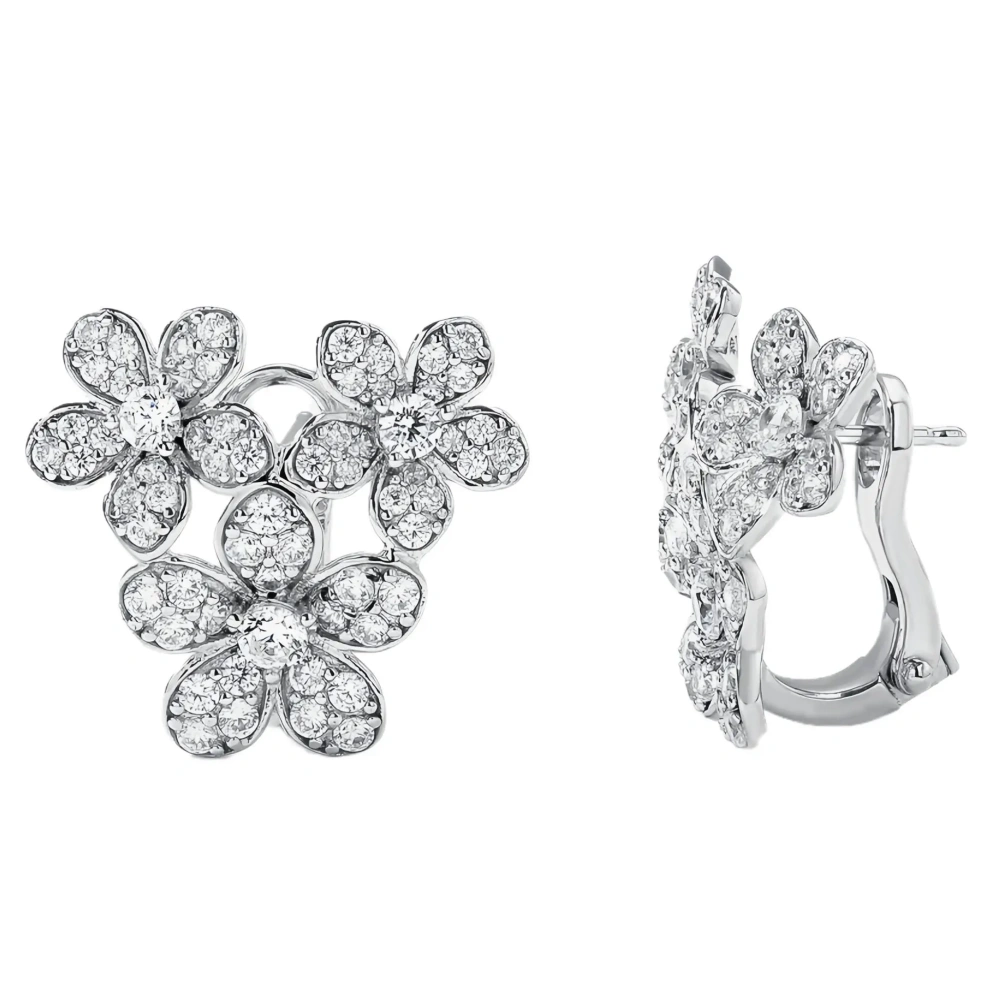 WINKIN WINSIN Brand MST Three Flower Petal High Carbon Diamond Earring For Woman 925 Sterling Silver Stud Earrings Jewelry