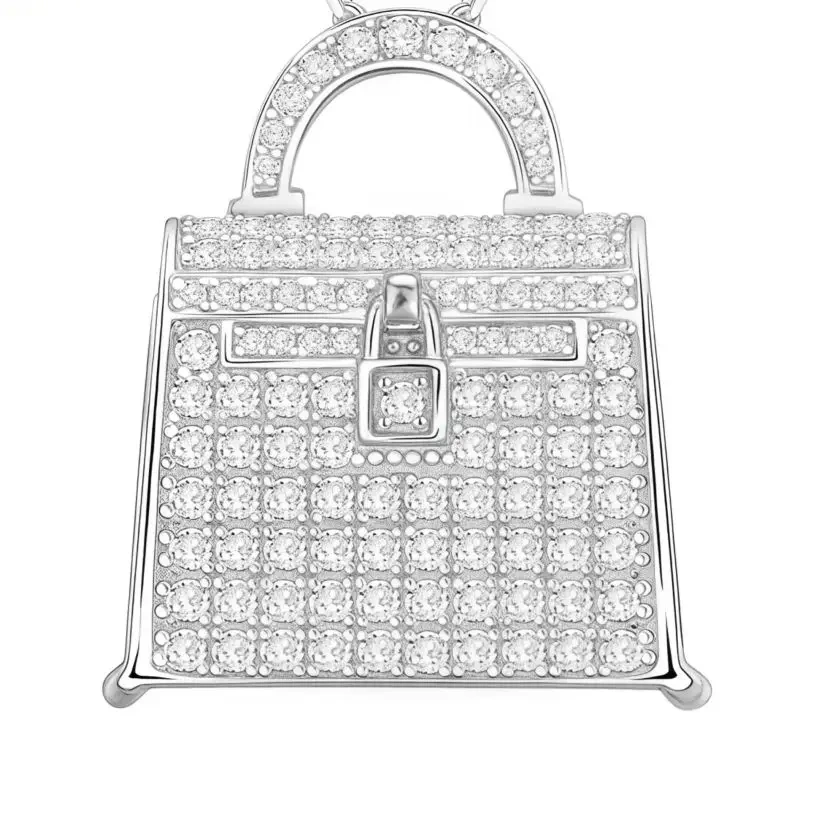 WINKIN WINSIN Brand MST Luxury 925 Sterling Silver Handbag Pendant Necklace Jewelry For Woman Ladies Green Gemstones Pendants