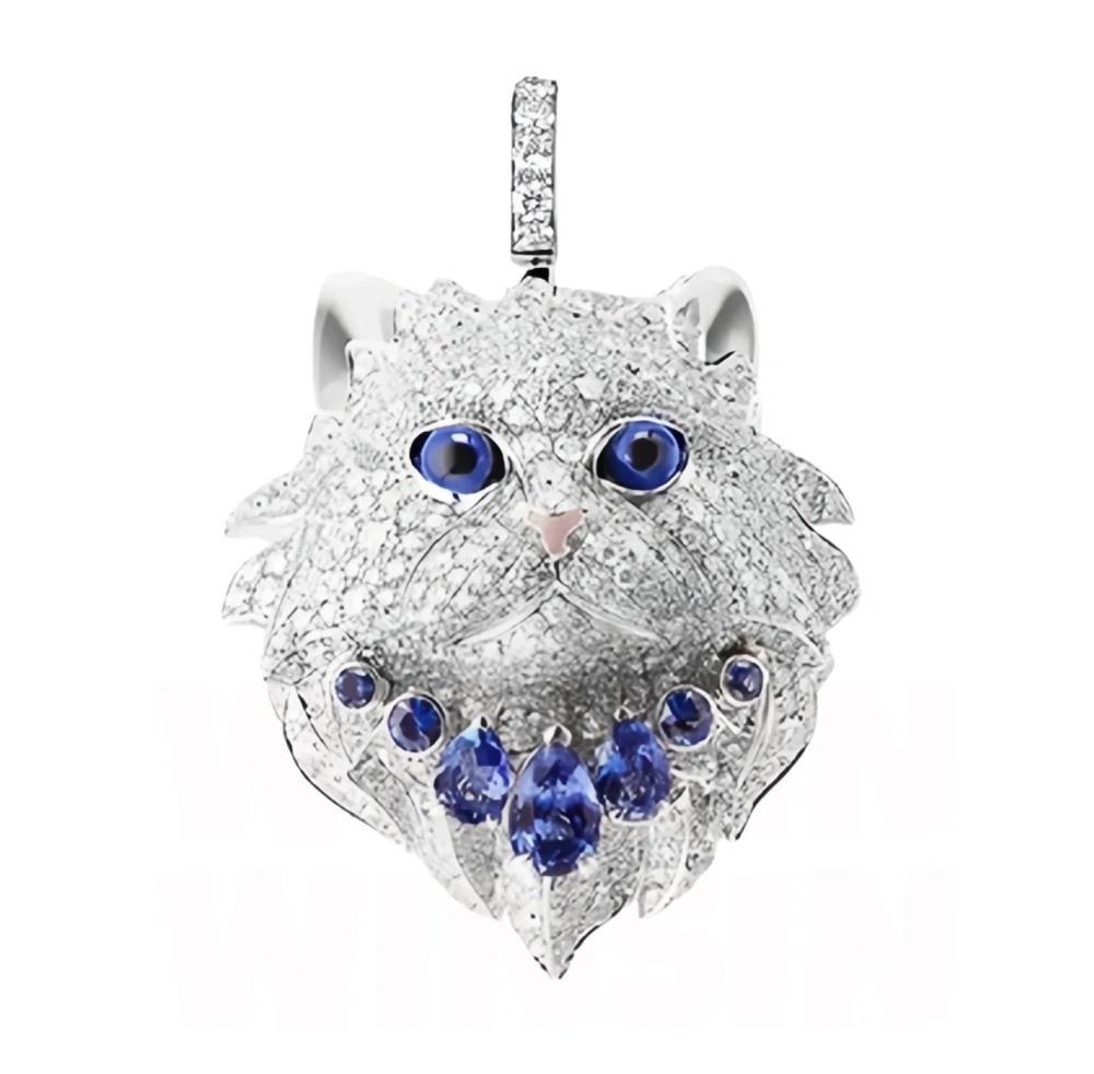 WinkinWinsin Brand Women 925 Sterling Silver Pendant Animal Cat Necklace Cute Cat High Carbon Diamond Pendants Necklaces Jewelry