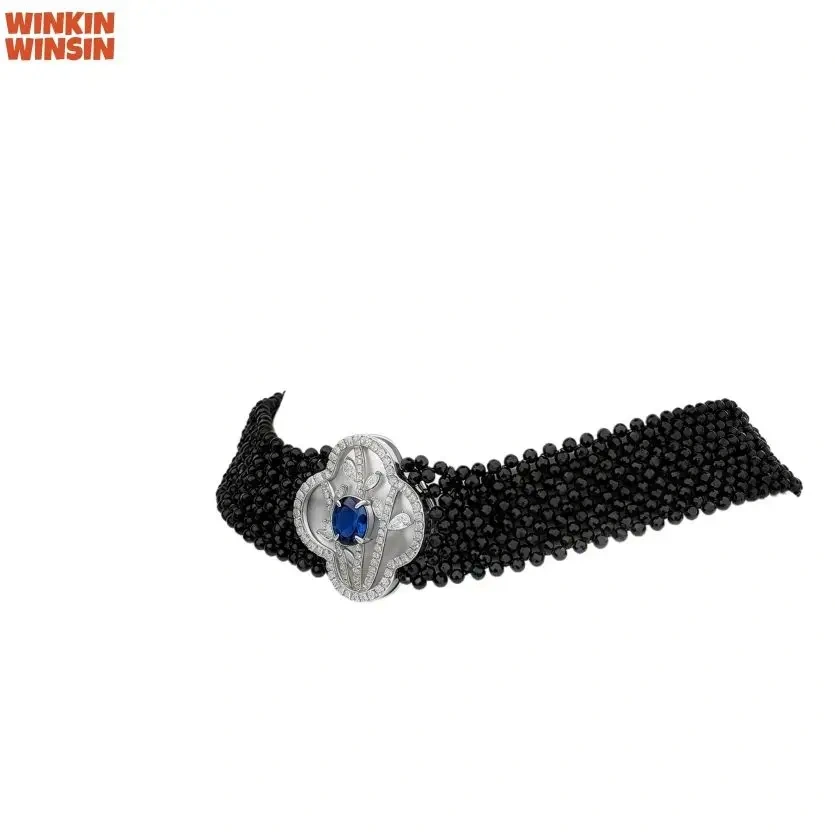 WINKIN WINSIN Brand MST Lab Grown Gemstones Collar Choker Crystal Multi-layer Necklace 925 Sterling Silver Necklaces Jewelry