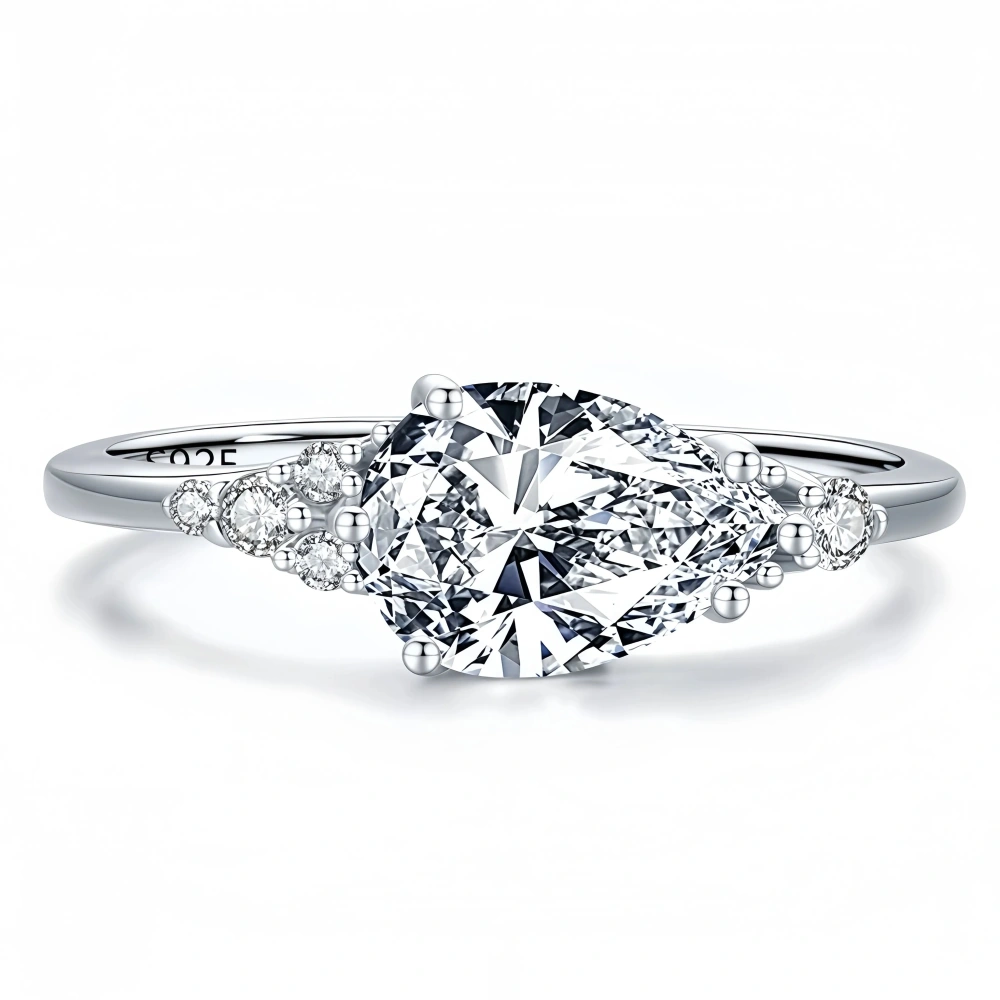 WINKIN WINSIN Brand MST Fashion 925 Sterling Silver Ring Women 2ct Luxury Designer High Carbon Diamond Water Drop Rings Jewelry