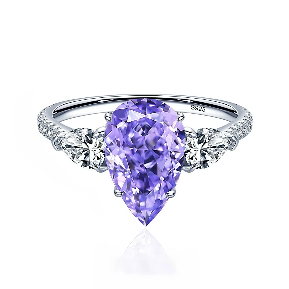 WINKIN WINSIN Brand MST 4.7ct 925 Sterling Silver Synthetic Sapphire Rings For Women High Carbon Diamond Ring Jewelry