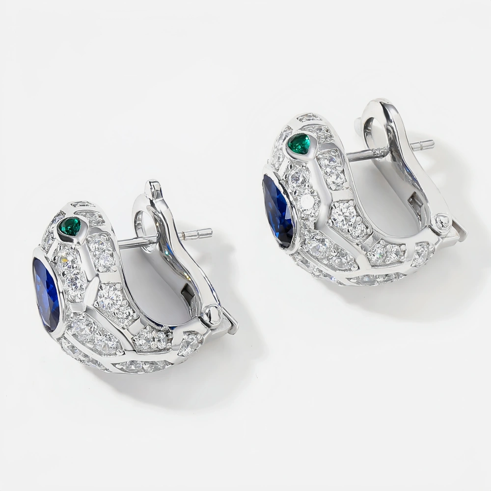WINKIN WINSIN Brand MST Sapphire Snake Head Gemstones Stud Earrings 925 Sterling Silver Stud Earrings For Women Fine Jewelry