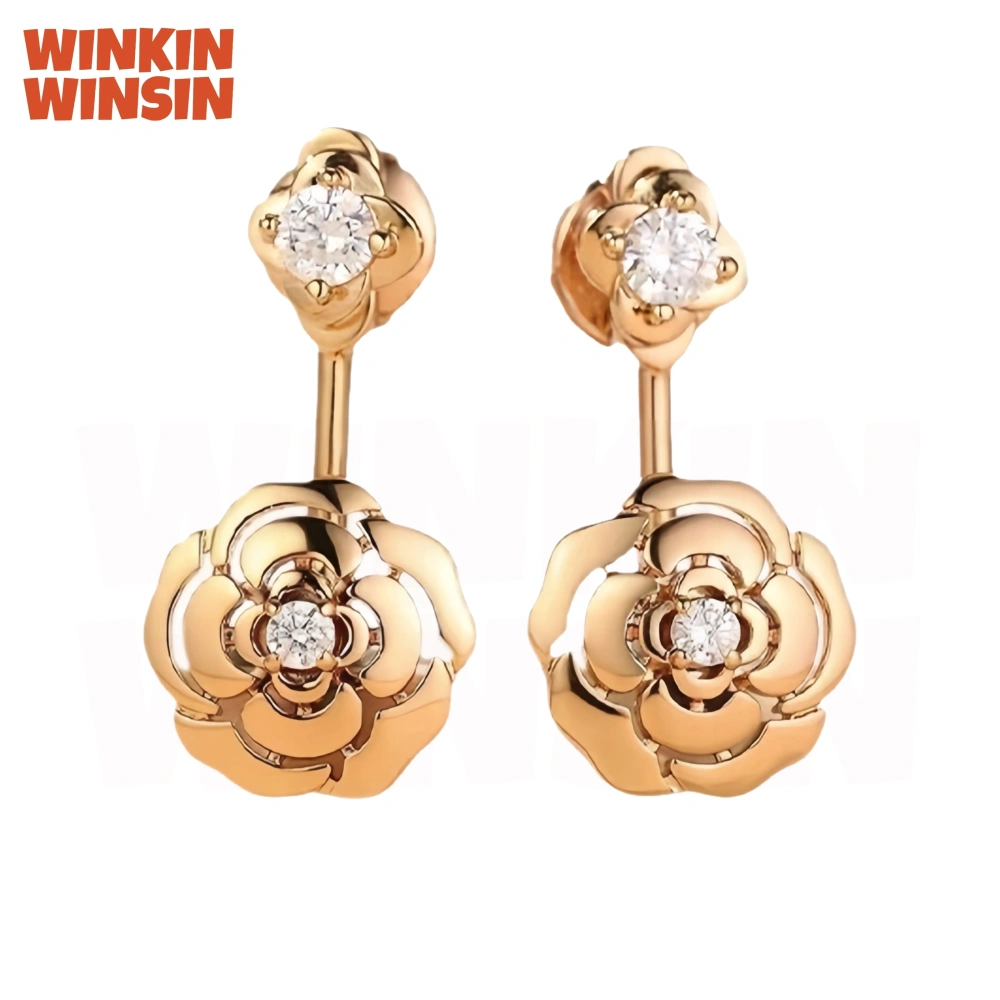 Winkin Winsin Luxury Brand Designer s925 925 Sterling Silver Flower Drop Earrings For Women Girls Camellia Stud Earrings Jewelry