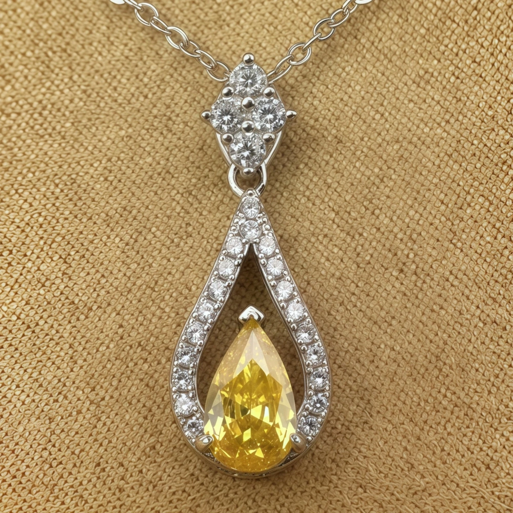 WINKIN WINSIN MST Top Grade s 925 Sterling Silver Chain Necklace Pendant Carbon Diamond Water Drop Pendants Necklaces Jewelry