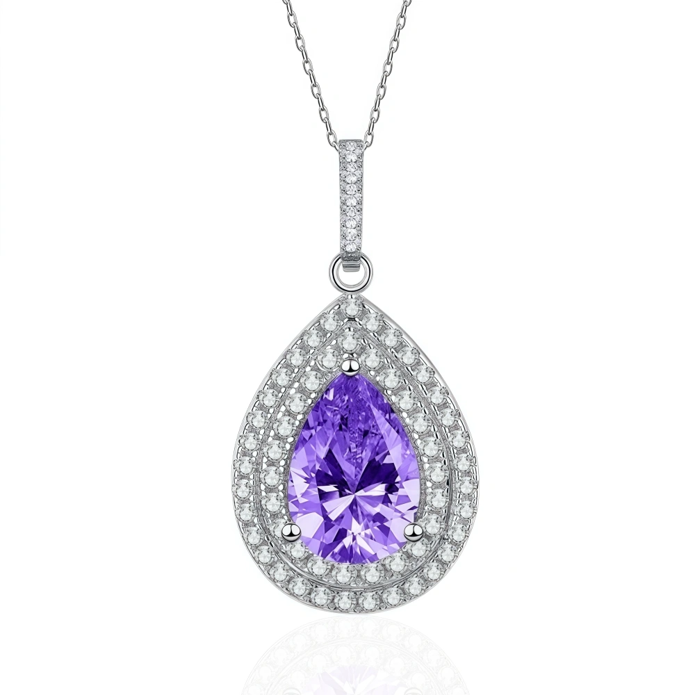 WINKIN WINSIN Brand MST Fashion 8.8ct Artificial Sapphire Lab Grown High Carbon Diamond Water Droplet Pendants Necklaces Jewelry
