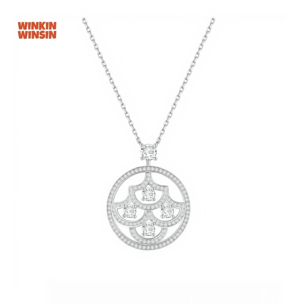 WINKIN WINSIN Brand MST 925 Sterling Silver Pendants Necklace For Woman Sweater Dress Necklaces High Carbon Diamond Jewelry