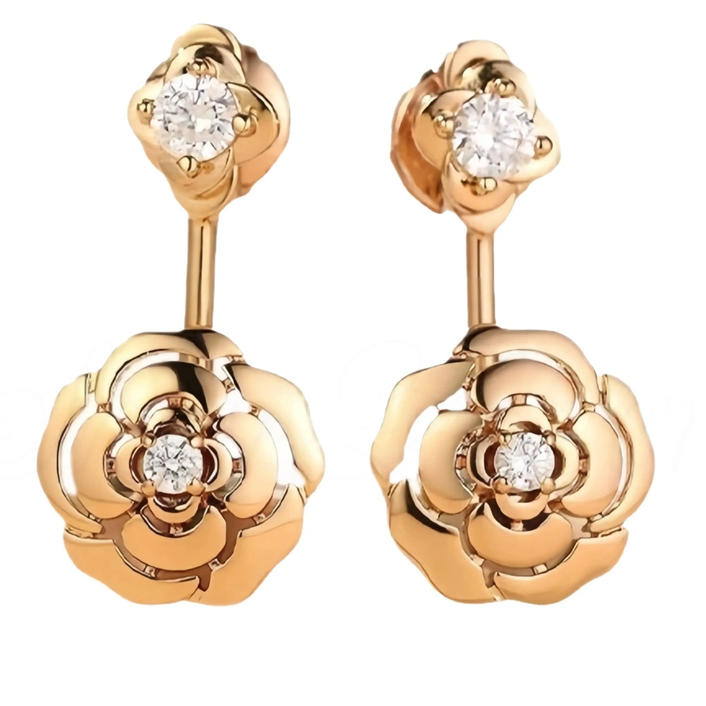 Winkin Winsin Luxury Brand Designer s925 925 Sterling Silver Flower Drop Earrings For Women Girls Camellia Stud Earrings Jewelry
