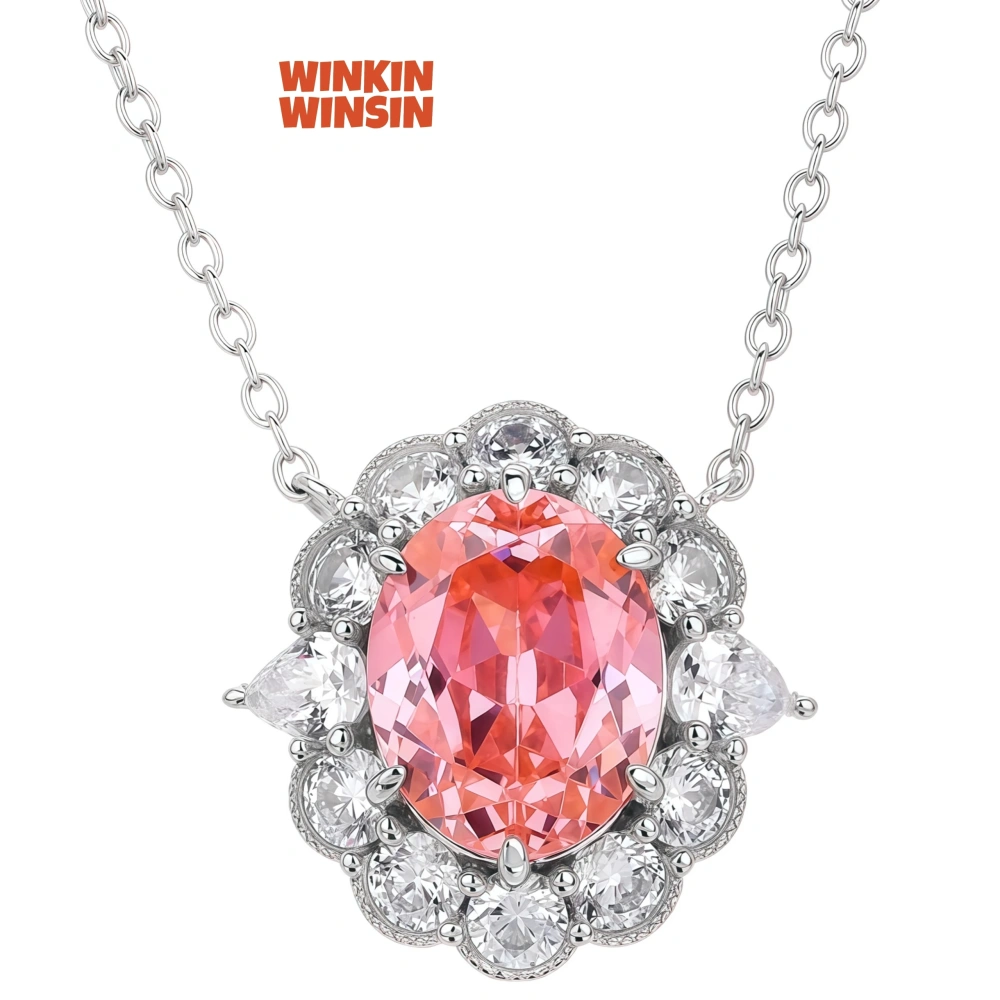WINKIN WINSIN Brand MST S925 Pure Silver Women's Necklace Electroplated With Platinum High Quality Pink Necklace Jewelry