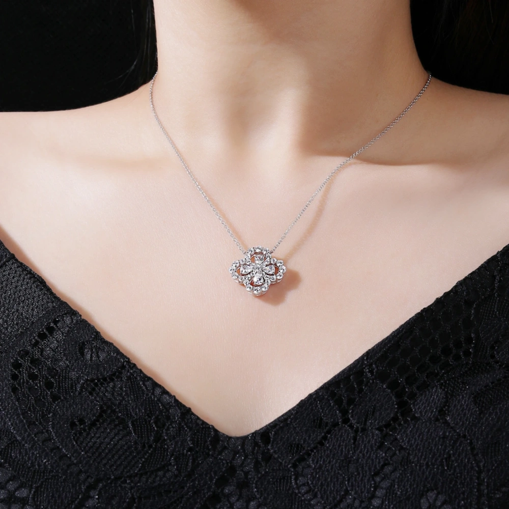 WINKIN WINSIN Brand MST 925 Sterling Silver Pendants Necklace Woman Certificated Clover Necklaces High Carbon Jewelry