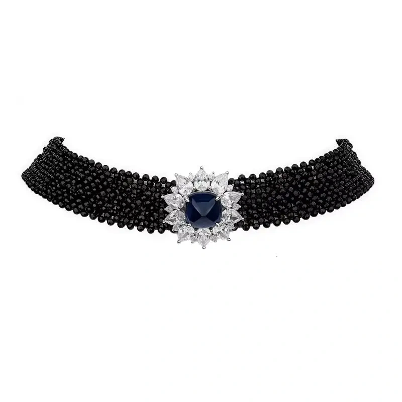 WINKIN WINSIN Brand MST Flower Lab Grown Gemstones Collar Choker Necklace 925 Sterling Silver Necklaces Jewelry