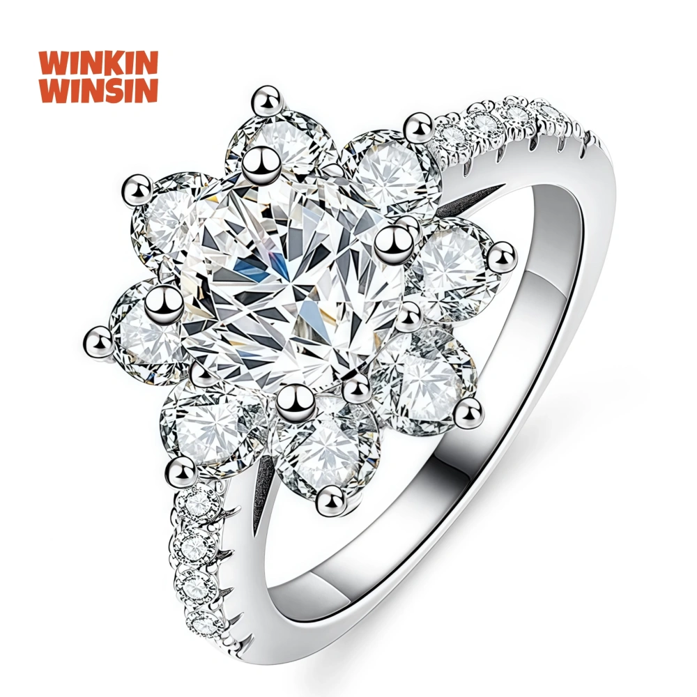 WINKIN WINSIN Brand New Products Certificated MST 925 Sterling Silver Rings Women SpinelMoissanite Diamond  Diamond Ring Jewelry