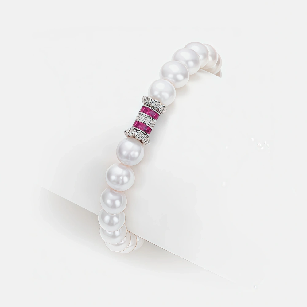 WINKIN WINSIN Brand S925 Pure Silver Women's High Quality Pearl Bracelet With Gold Plated High Carbon Diamond Bracelet Jewellery