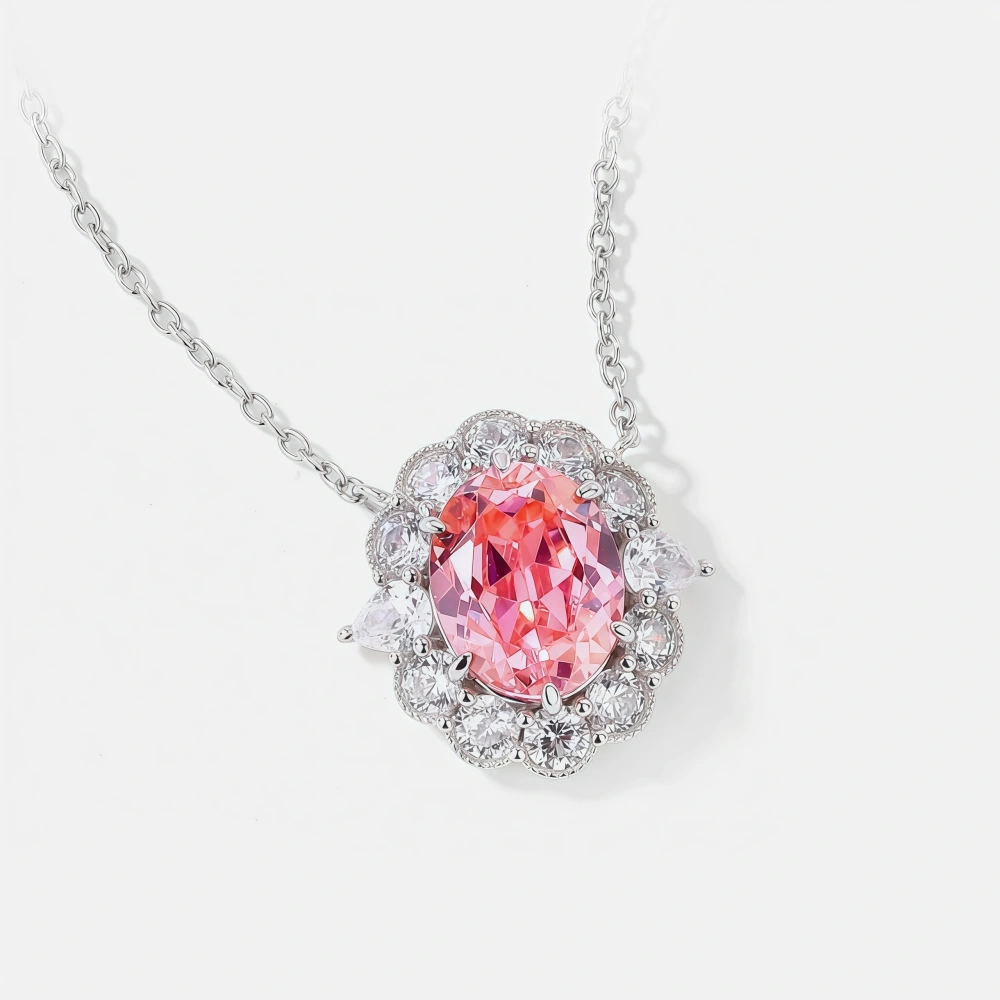 WINKIN WINSIN Brand MST S925 Pure Silver Women's Necklace Electroplated With Platinum High Quality Pink Necklace Jewelry