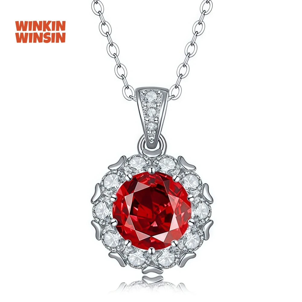 WINKIN WINSIN Brand Newest Party Necklace Pendant 925 Sterling Silver Zircon Gemstones Necklace Certificated Pendant Jewelry