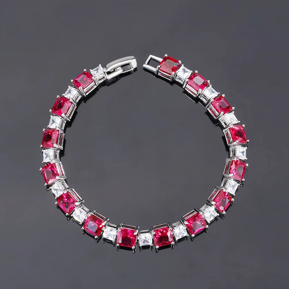 WINKIN WINSIN Brand 19g Real 925 Sterling Silver Jewelry Bracelets For Women Colorful Gemstones 16-18cm Chain Bracelet Jewellery