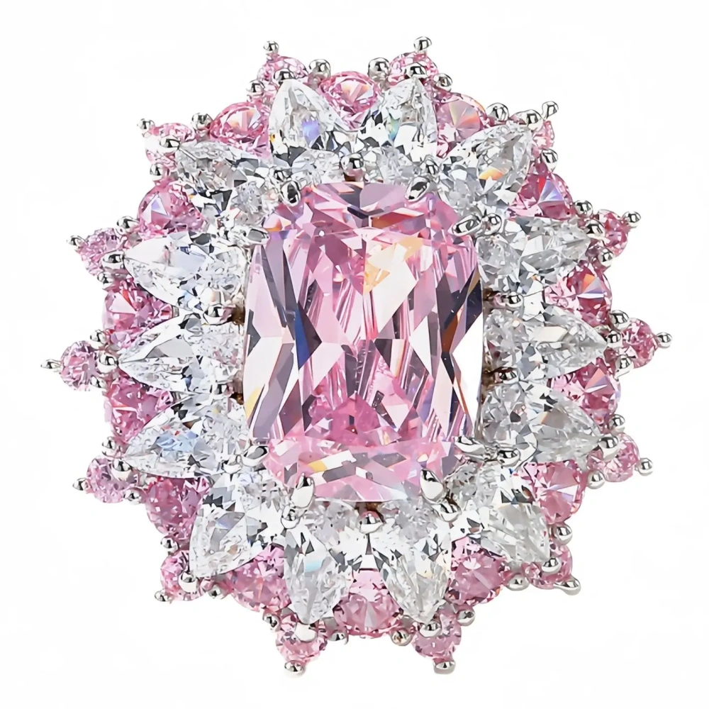WINKIN WINSIN Brand MST 925 Sterling Silver Pink Gemstones Rings For Women High Quality Diamond Rings Jewelry
