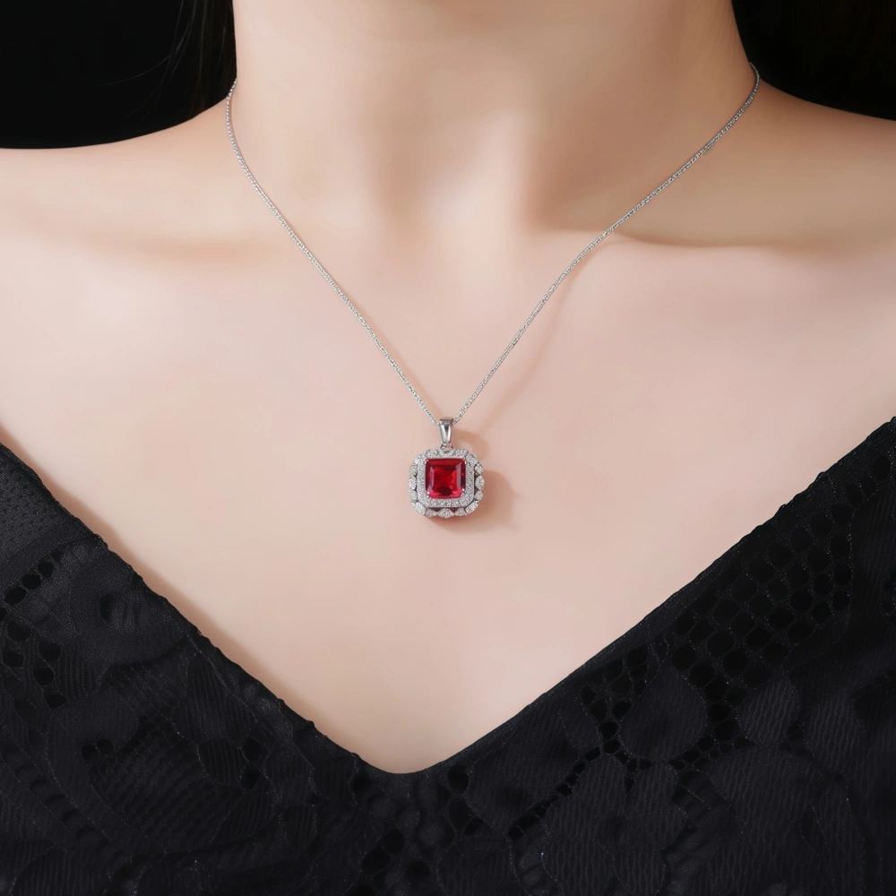 WINKINWINSIN Brand MST 925 Sterling Silver Quadrilateral Women High Carbon Diamond Certificated Water Drop Pendants Necklaces