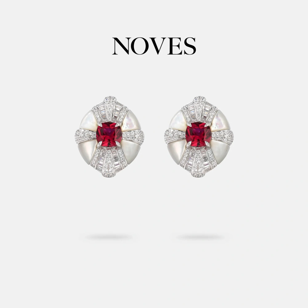 WINKIN WINSIN Brand MST 925 Sterling Silver Stud Earrings For Women High Quality Lab Grown Gemstones Ruby Stud Earrings Jewelry