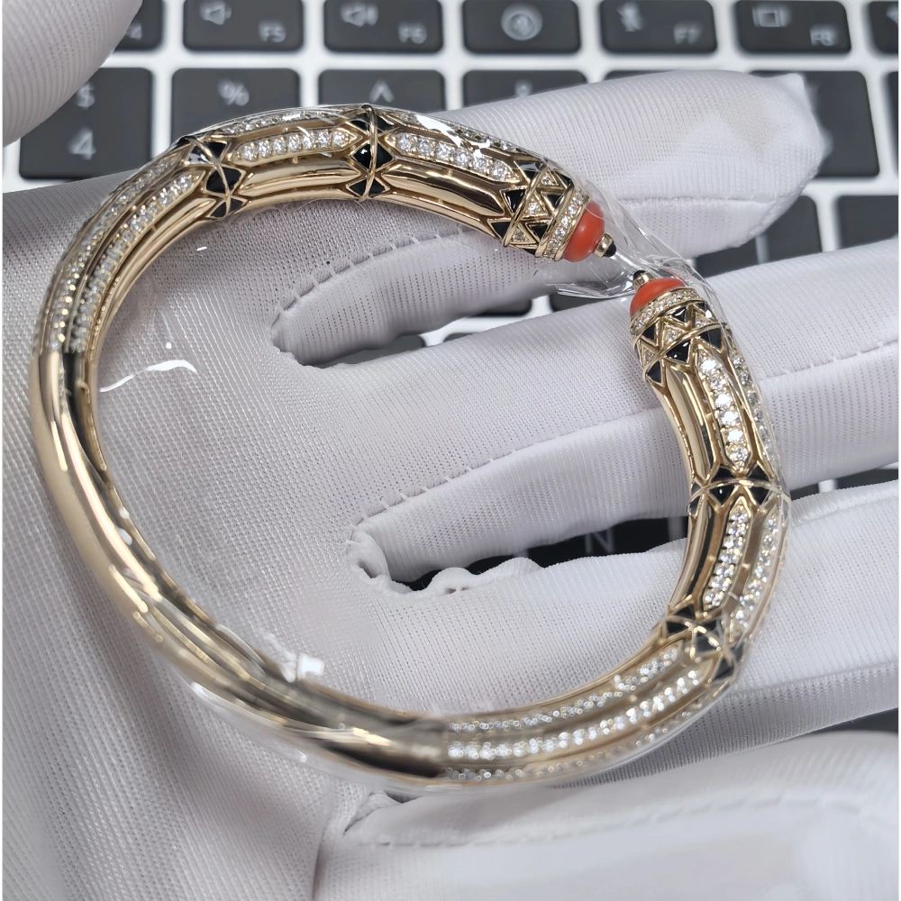 WINKIN WINSIN Brand MST 925 Sterling Silver Bracelet 18k Gold Plated Bangle High Carbon Diamond Blue Turquoise Bracelets Jewelry